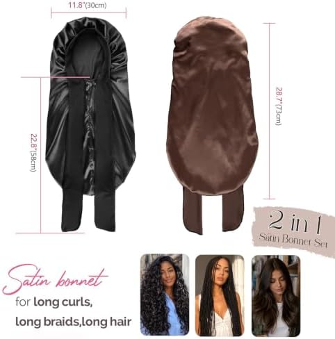 YANIBEST 2Pcs Silk Feeling Bonnet for Sleeping Braid Bonnet for Long Hair - Image 2