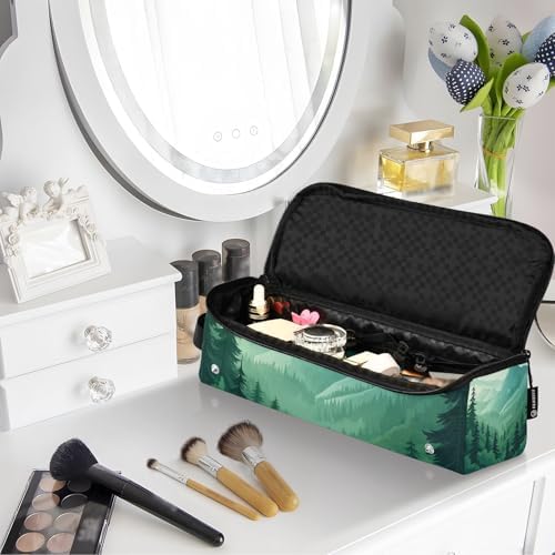 Hair Tools Travel Bag with Heat Resistant Mat Detachable 2-in-1 Curling Iron Travel Case Hot Tools Organizer for Straightener Flat Iron Mountain Forest Trees Green 02 - Image 6