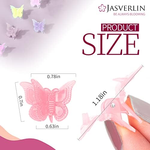JASVERLIN Butterfly Clips for Hair, Mini Jelly Hair Claw Clips 50 Pcs - Image 3