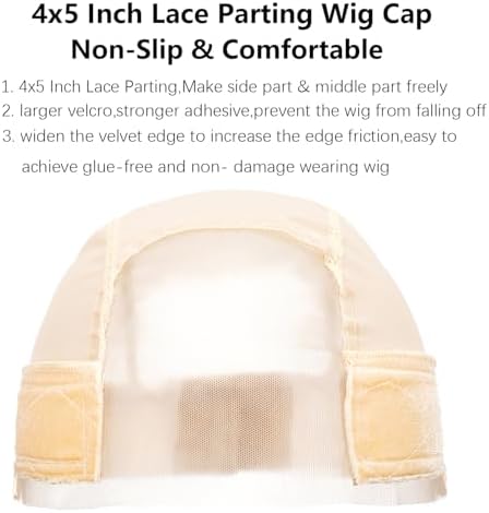 Lace Wig Caps for Women Non-Slip Wig Caps with Grip Band for Keeping Wigs in Place 5x4 Glueless Wig Grip Cap with Transparent Lace Caps Adjustable Elastic Headband (Beige) - Image 3