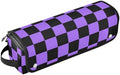 Checkerboard Black Purple Plaid Hair Tools Travel Bag Travel Organizer Pouch with Heat Resistant Mat Portable Carrying Case for Flat Irons Curling Iron Hair Dryer by PJXTH