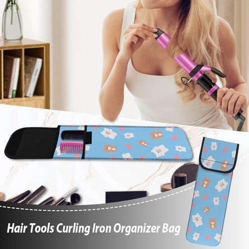 ZOUTAIRONG Cute Bear Curling Iron Holder Heat Resistant Flat Iron Travel Case Curling Iron Travel case, Water-Resistant Curling Wand Travel Cover Case Pouch Women's Storage Bag - Image 2