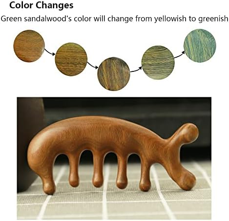 SAEEYCUE Authentic Green Sandalwood Comb Gua Sha Scraping Scalp Massager Head Head, Neck, Hands and Legs (B) - Image 6