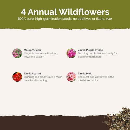 Eden Brothers Cupid's Flower Seed Mixed Seeds for Planting, 1/4 lb, 120,000+ Seeds with Malop Vulcan, Zinnia | Attracts Pollinators, Plant in Spring, Zones 2, 3, 4, 5, 6, 7, 8, 9, 10 - Image 3