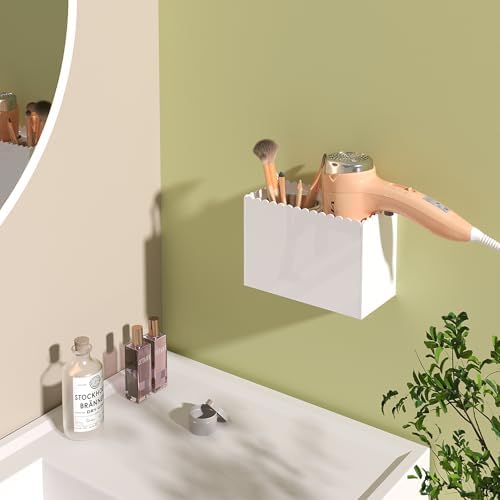 Scalloped 2 Cup Acrylic Hair Tool Organizer Wall Mount for Bathroom - Image 7