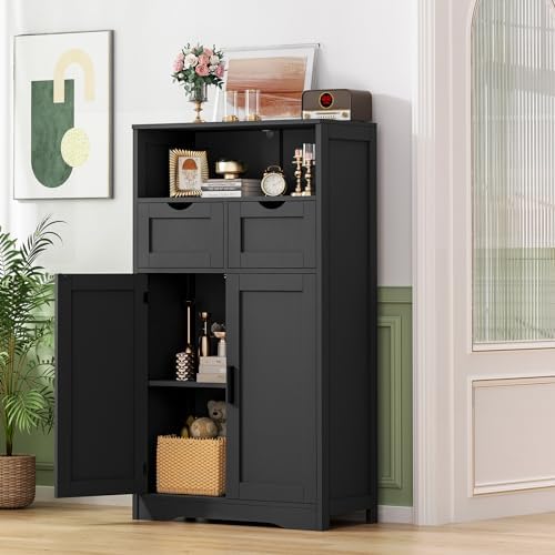Iwell Bathroom Storage Cabinet with 2 Drawers, Small Kitchen Pantry Cabinet - Image 2