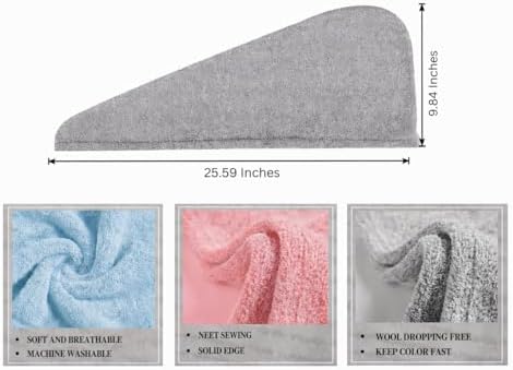 KELVO Microfiber Hair Towel Wrap for Women - Pack of 3, 350 GSM Super Absorbent Quick Dry Hair Turban, Anti-Frizz Head Wrap for Curly, Long & Thick Hair, Soft Hair Drying Towel(Gray, Mixed Style) - Image 6