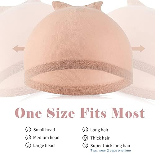 IKOCO Wig Cap, 6Pcs Stretchy Nylon Caps for Women, Beige - Image 2