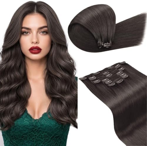 LaaVoo Clip in Human Hair Extensions Cool Brown 150g by LaaVoo