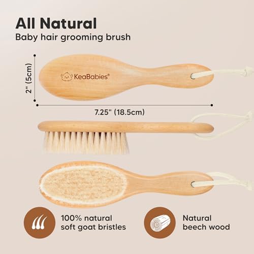 Wooden Baby Hair Brush for Toddler, Infant Cradle Cap (Walnut, Regular) - Image 2