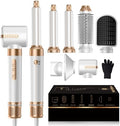 7 in ONE Hair Dryer Brush, Powerful Blow Dryer Brush with Air Curler for Hair, Brush Blow Dryer with Diffuser, Ionic Hot Air Brush Fast Dry, Volumize, Curls, Straight, Hair Styling Tools 100-120V by OKWRAP