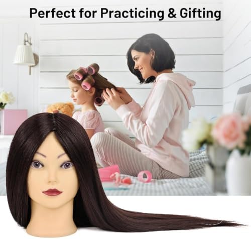 23" Mannequin Head with Hair for Hairdressing Training and Hair Styling - Image 5