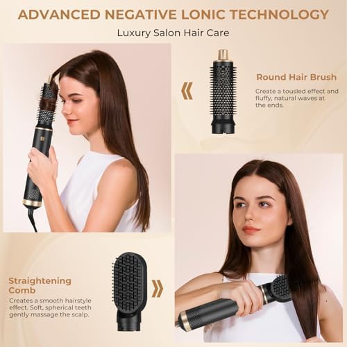 5 in 1 Hair Dryer Brush Set, Negative Ion Blow Dryer Brush Air Styler Curling Wrap Air Curler, Curling Iron Hair Styling Tools As A Gift for Straight/Curl/Drying/Smoothing - Image 5