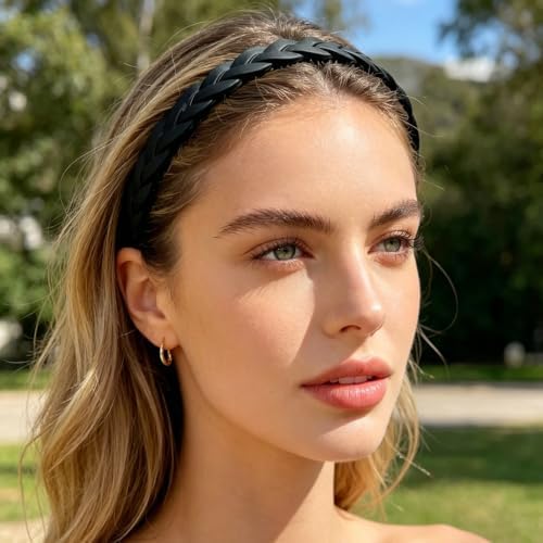7 Pcs Headbands for Women Girls, Non Slip Cute Pearl Floral Padded Vintage Wide Fashion Multi-style Headbands for Girls (Black S) - Image 7