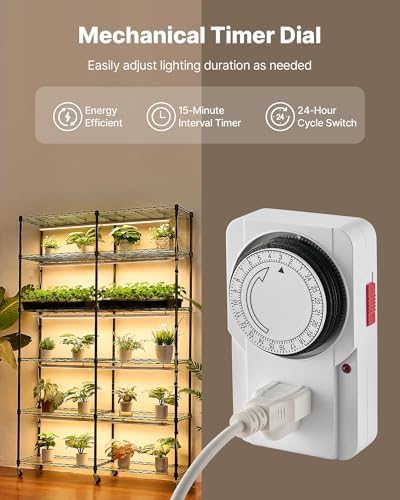VEVOR Plant Shelf with Grow Light, 6-Tier Double-Row Plant Stand, 71in Tall Indoor Plants Display Rack with Wheels & Timer, 200W Full Spectrum Grow Lights, Metal Flower Pot Holder for Seed Starting - Image 4