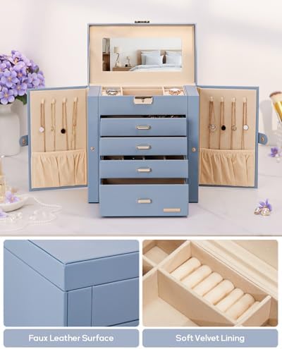 Homde Large Jewelry Box for Women: 5-Layer Organizer with Lock for Dresser - Image 6