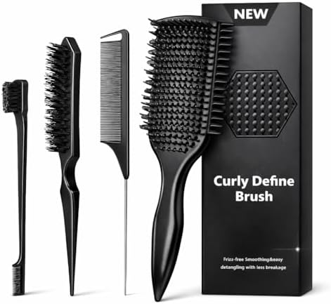 Detangler Brush for Curly Hair, Lightweight Curly Hair Brush with Vented Design for Easy Glide, Effortlessly Detangles Without Pulling or Snagging, Suitable for All Wet and Dry Hair Types (Black) by Unknown