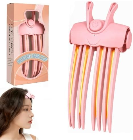 Heated Hair Volume Clip, Root Lifter Comb with Heat Settings (Pink) by Unknown