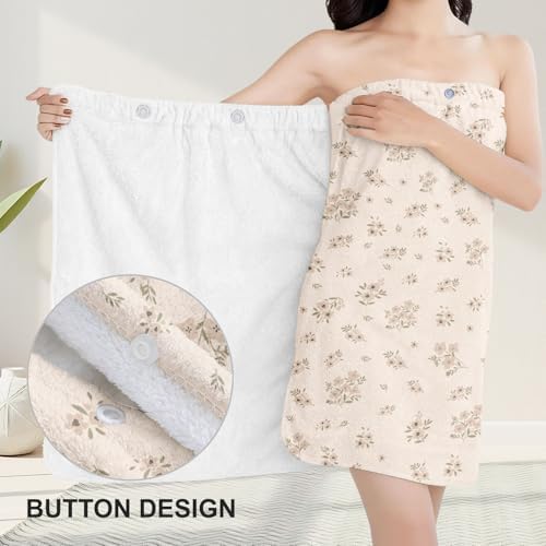 Absorbent Bath Towel Wrap Set (32 X 60 in), Tiny Floral Towel Wrap - Image 5