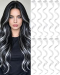 10 PCS White Hair Extensions Clip in, Curly Wavy Hair Accessories for Women by Olldag