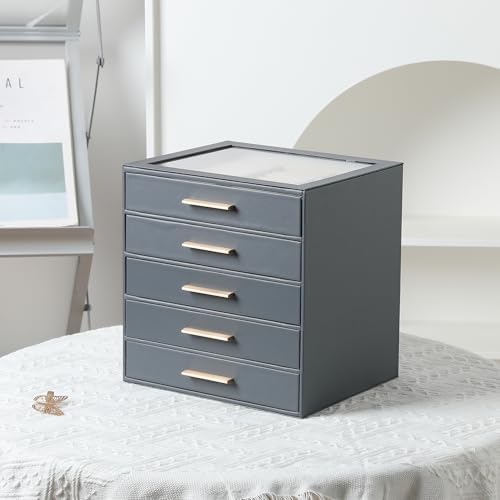 Frebeauty Jewelry Box for Women,Clear Lid Jewelry Organizer with 5 Drawers - Image 6