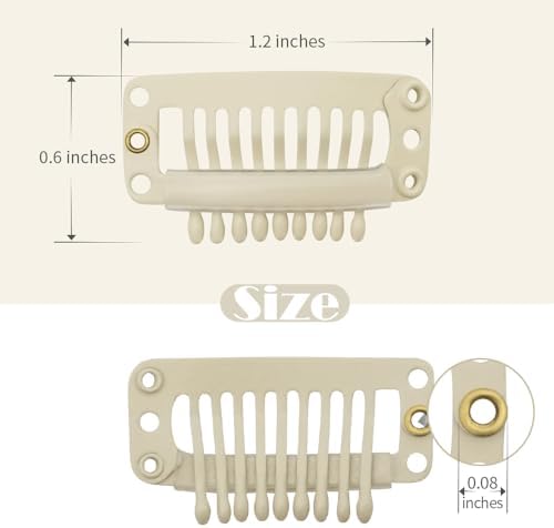 Dreamlover Beige Hair Extension Clips, 9 Teeth, 30 Pieces - Image 2