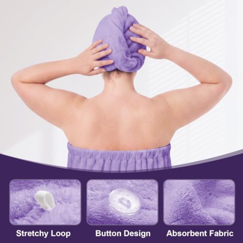 Oversized Bath Towel Wrap for Women with Plus Size Hair Dry Towel Set - Image 3