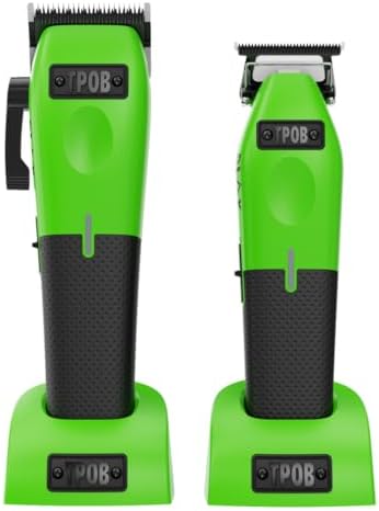 TPOB Play Barber Hair Clippers for Men 7500 RPM with Rubber Grips (Green 2 Set) - Image 2