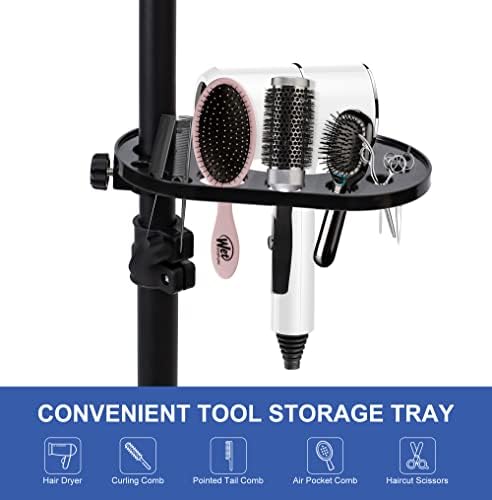 Klvied Wig Stand Tripod Adjustable Mannequin Head Stand with Foot Panel, Reinforced Metal Wig Head with Tool Tray for Cosmetology Hairdressing Styling Training - Image 3