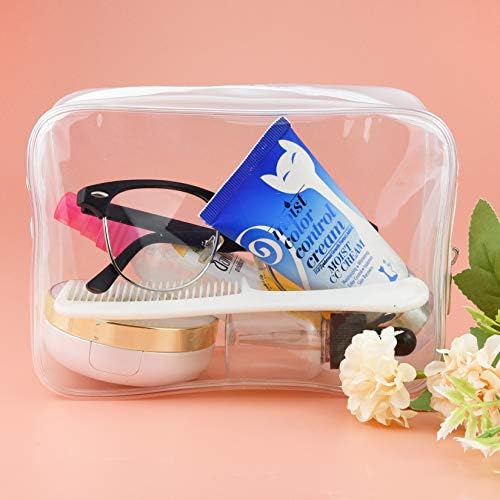 Wobe 5 Packs Clear Cosmetics Bag TSA Approved, PVC Zippered Toiletry Carry Pouch Portable Makeup Bag for Vacation Travel, Bathroom and Organizing Waterproof Makeup Vinyl Case (Medium, White) - Image 4