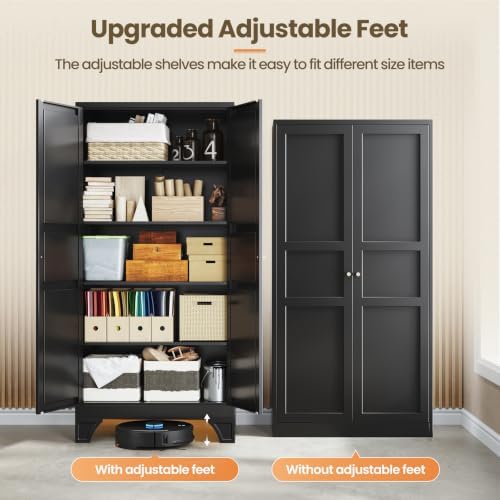 Yizosh Metal Storage Cabinet with 2 Doors and 4 Adjustable Shelves - Image 6