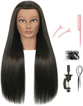 30 inches Brown 80% Human Hair Mannequin Head with Stand for Practice Manikin Doll Style Head Braiding Styling Updos Curling Cutting Cosmetology Barber Training Display by LECIPO