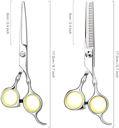 Hair Cutting Scissors Professional Home Haircutting Barber Salon Thinning Shears Kit with Comb and Case for Men/Women Yellow - Image 5