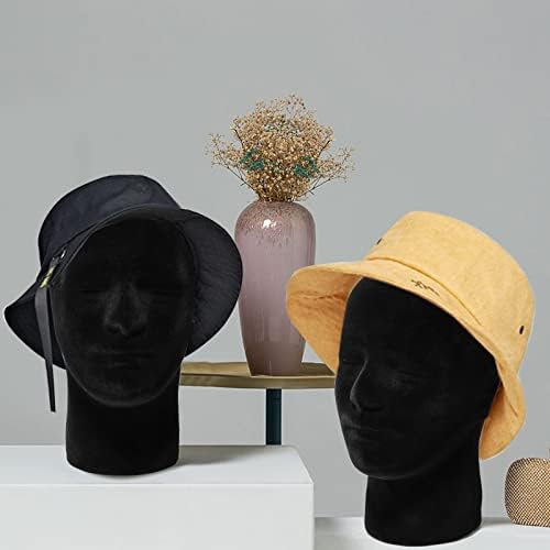 Foraineam 2 Pack Male Foam Mannequin Head Wig Display Holder, 11 Inch Man Manikin Stand Model, Black Foam Heads for Wig Hats Glasses Masks - Image 3