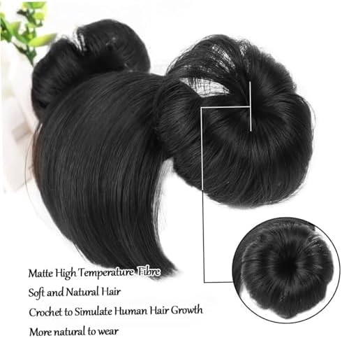 Doll Wig Baby Wig, Natrual Black Baby Wigs for Girls Infant, Girl Headbands with Bangs, High Temperature Silk Bangs Headband with Head Buckle - Image 3