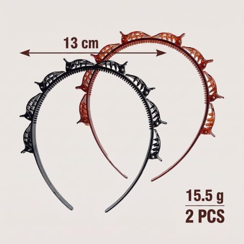 2Pcs Black and Brown Double Bangs Hairstyle Hairpin Headband With 8 Small Clips - Women Double Layer Twist Plait Hair Tools,Twist Clip Headband with Toothed Hairs Bands Braid Tool Hair Accessories - Image 4