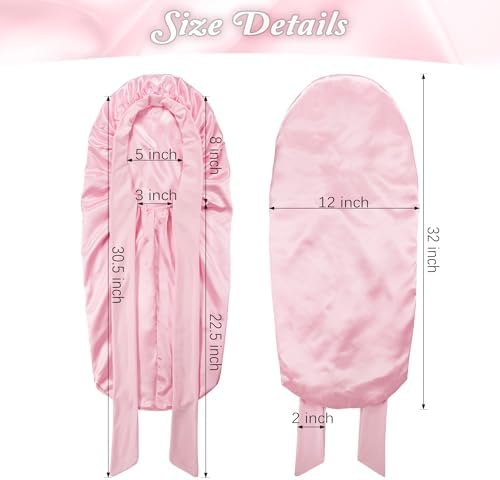 vidsel Long Bonnet with Tie, Satin Silk Sleep Bonnets for Women +Scrunchie - Image 5
