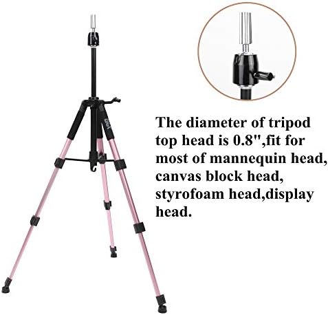 GEXWORLDWIDE GEX 55" Mannequin Tripod Stand Heavy Duty Wig Stand Canvas Block Training Doll Manikin Head for Cosmetology Hairdressing (Rose Gold) - Image 4