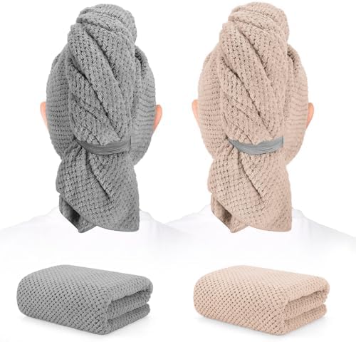 2 Pack Microfiber Hair Towel XL 41" x 24" Fast Dry, Soft, Absorbent by BEofferDirect