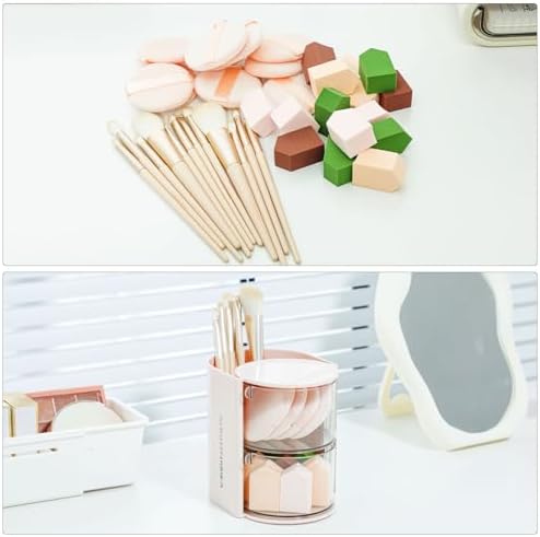 FABROK 2-Layer Hair Accessories Organizer with Hair Brush Holder, Pink - Image 5
