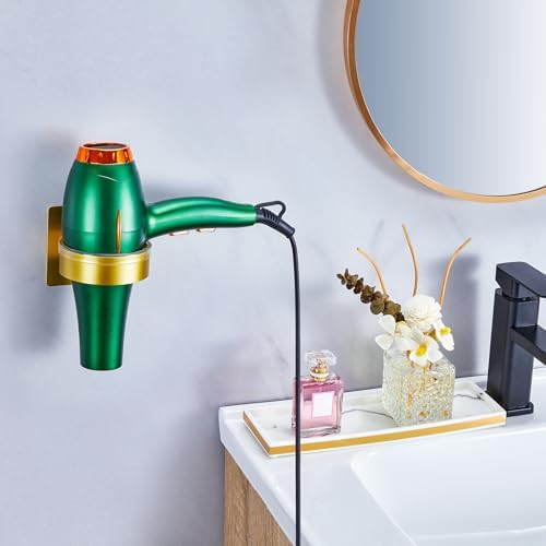 Blow Dryer Holder Wall Mounted, hairdryer holder for bathroom, Blow Dryer Organizer, hair tool organizer wall mount, Adhesive Hair Dryer Storage for Bathroom Barber Shop (Gold) - Image 4