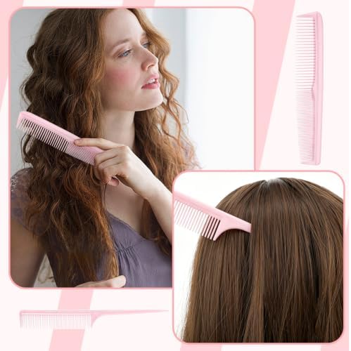 6 Pieces Detangling Styling Comb Set for Women and Men - Hair Brush for Straight, Curly, and All Hair Types(Pink) - Image 7