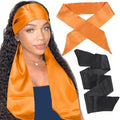 XTREND 2Pcs Satin Edge Control Scarf for Lace Wigs 58 Inch Silk Headbands Laying Scarf for Baby Hair Non Slip Hair Wrap Wigs Grip Band for Yoga, Makeup, Facial, Sport (1pc Black#+1pc Orange#) by XTREND