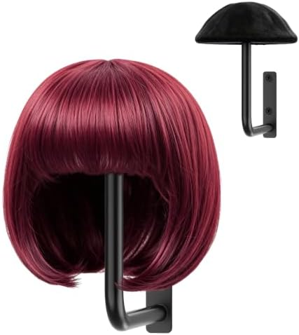 1 Pack Wig Stand Wall Mount, Metal Wig Display Holder with Velvet Cover by GIGIFTREE