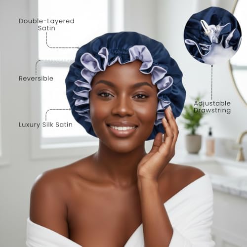 Silk Satin Hair Bonnet for Sleeping Reversible - Image 3