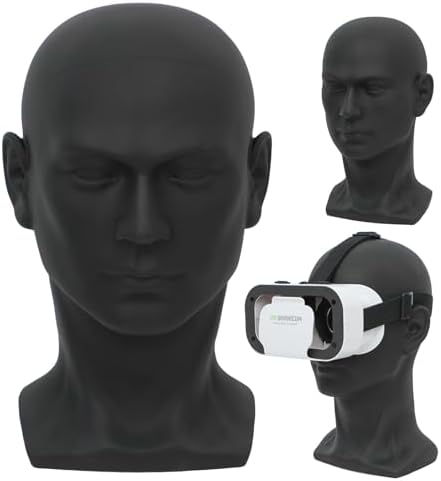 Male Mannequin Head Professional PVC Manikin Head for Display Wigs Hats Headphone Mask Sunglasses Scarf Jewelry Display Stand (Black Matte) by ProfessionMaleMannequinHead