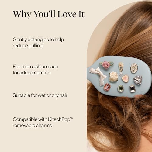KitschPop™ Paddle Brush | Hair Brushes for Women – Haze Blue - Image 6