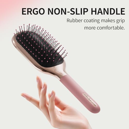 MELBANG Detangling Hair Brush for Women, Paddle Hairbrush for Wet & Dry Hair, Pain-Free Cushion Bristles for Thick, Curly, Long & Damaged Hair, No Pulling (Pink) - Image 5