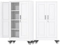 45.6" Metal Garage Storage Cabinet with Wheels and Locking Doors and Tall Rolling Steel Tool Cabinet with 3 Adjustable Shelves for Garage,Home,Office,Shop (White, 45.6''H x 23.7''W x11.8''D) by AUEYTVR
