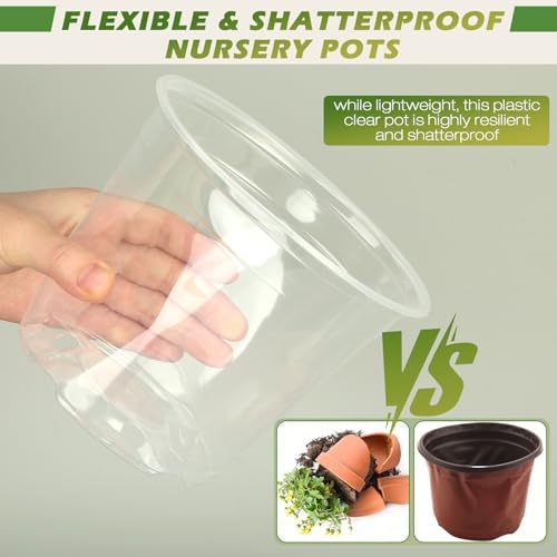 8" Clear Nursery Pots With Drainage Holes, 10 Packs Plastic Pots For Plants - Image 4